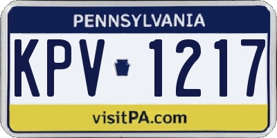 PA license plate KPV1217