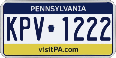 PA license plate KPV1222