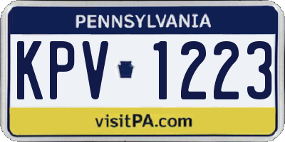 PA license plate KPV1223