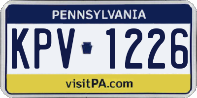 PA license plate KPV1226
