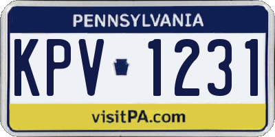 PA license plate KPV1231