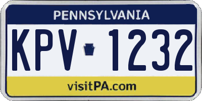 PA license plate KPV1232
