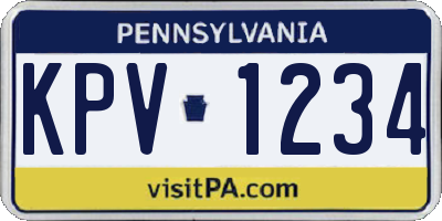 PA license plate KPV1234