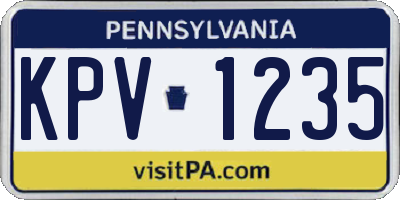 PA license plate KPV1235
