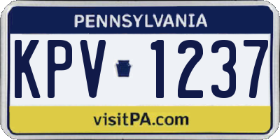 PA license plate KPV1237