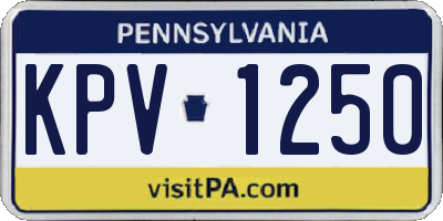 PA license plate KPV1250