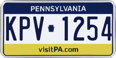 PA license plate KPV1254