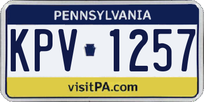 PA license plate KPV1257