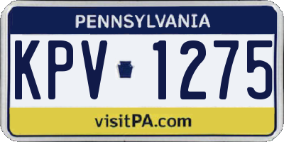 PA license plate KPV1275