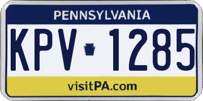 PA license plate KPV1285