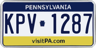 PA license plate KPV1287