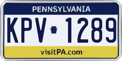 PA license plate KPV1289