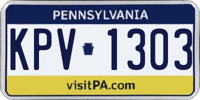 PA license plate KPV1303