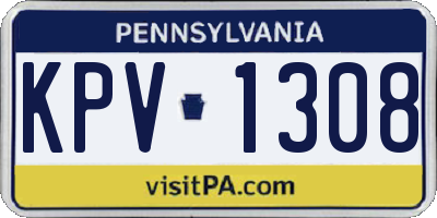 PA license plate KPV1308