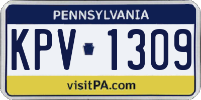 PA license plate KPV1309