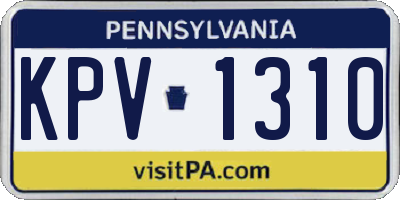 PA license plate KPV1310