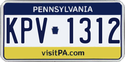 PA license plate KPV1312