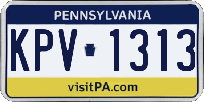 PA license plate KPV1313