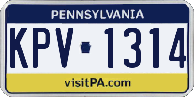 PA license plate KPV1314