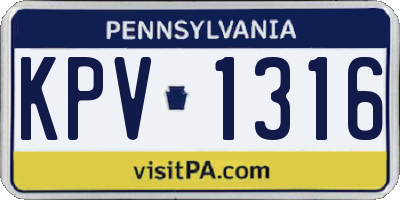 PA license plate KPV1316
