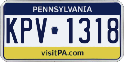 PA license plate KPV1318