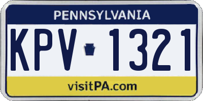 PA license plate KPV1321