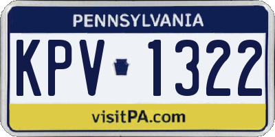 PA license plate KPV1322