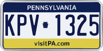PA license plate KPV1325