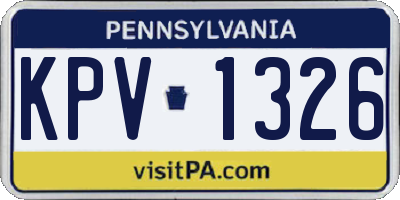 PA license plate KPV1326