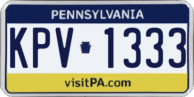 PA license plate KPV1333