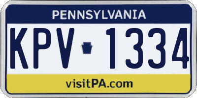 PA license plate KPV1334