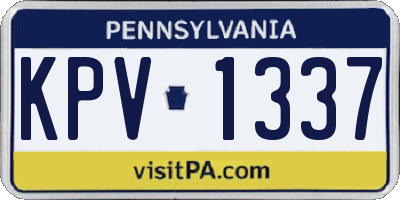 PA license plate KPV1337