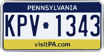 PA license plate KPV1343