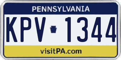 PA license plate KPV1344
