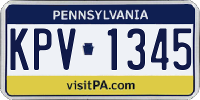 PA license plate KPV1345