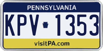 PA license plate KPV1353