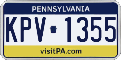 PA license plate KPV1355