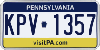 PA license plate KPV1357