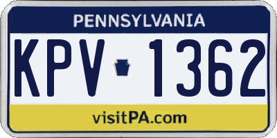 PA license plate KPV1362