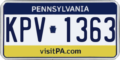 PA license plate KPV1363