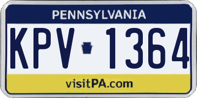 PA license plate KPV1364