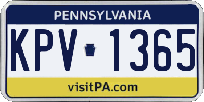 PA license plate KPV1365