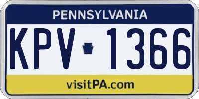 PA license plate KPV1366