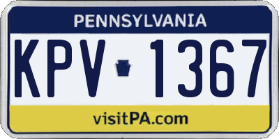 PA license plate KPV1367