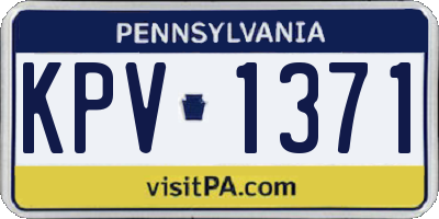 PA license plate KPV1371