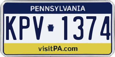 PA license plate KPV1374