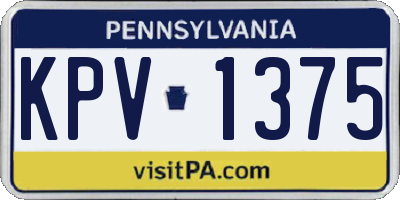 PA license plate KPV1375
