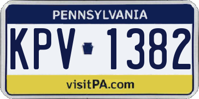 PA license plate KPV1382