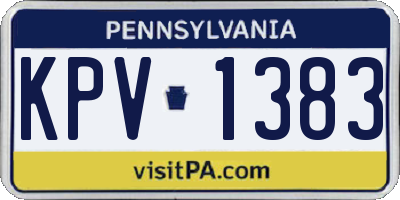 PA license plate KPV1383