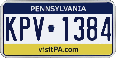 PA license plate KPV1384